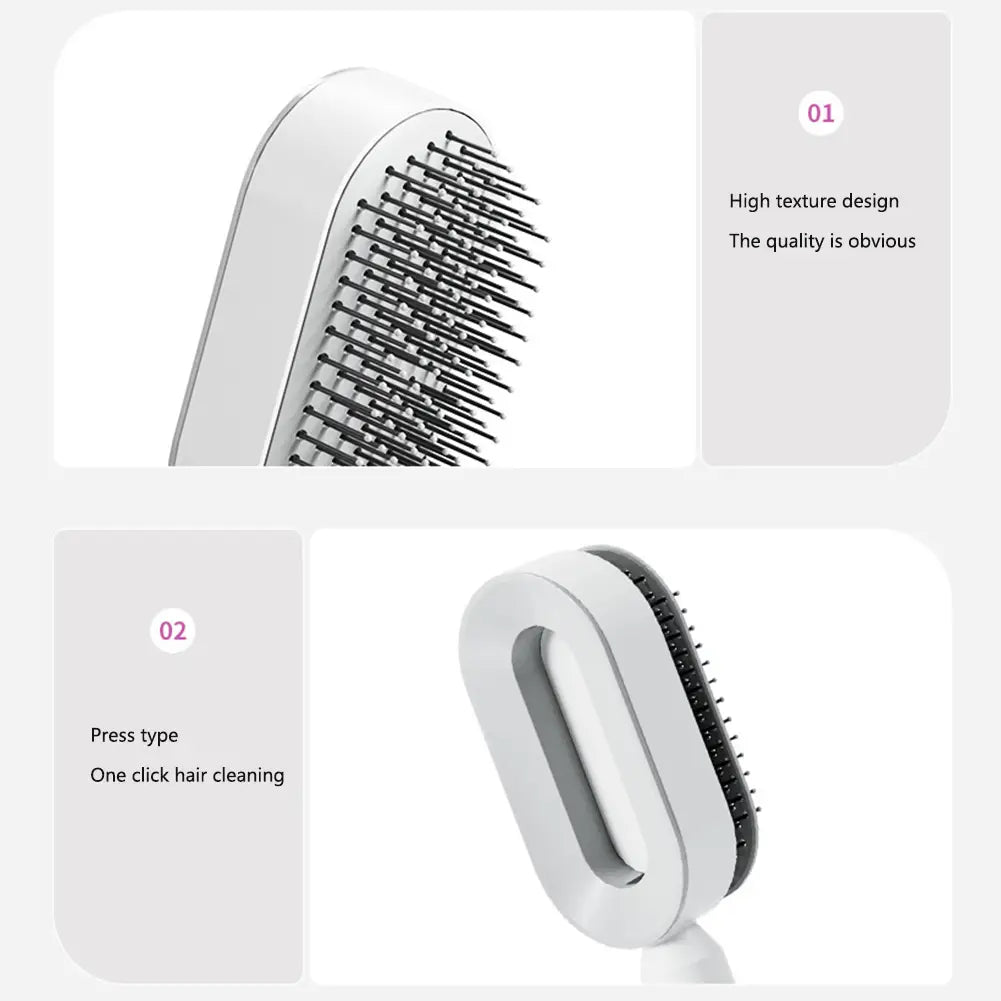 Self cleaning hair brush for women one-key loss airbag massage scalp comb anti-static hairbrush