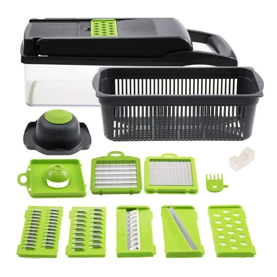 15 in 1 food fruit onion potatoes peeler slicer vegetable cutter - green - chopper