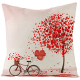 Valentine's Day Red Heart Linen Pillowcase