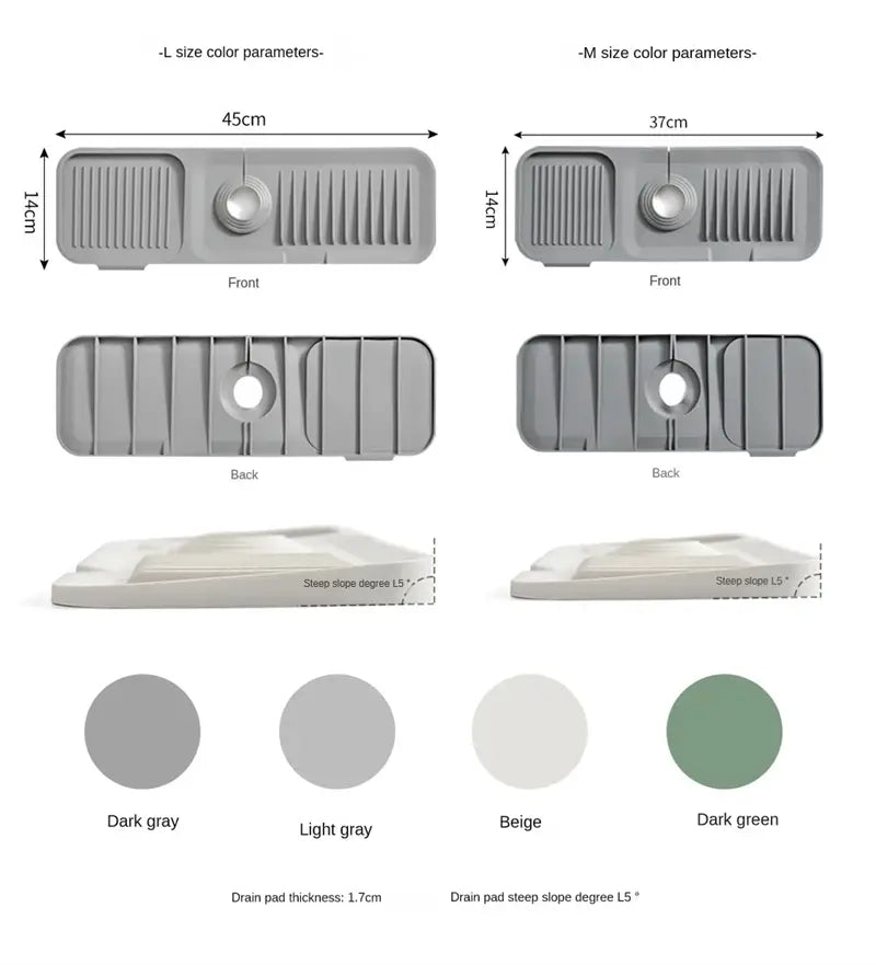 Silicone faucet splash guard – waterproof reusable anti-splash mat with drain for kitchen & bathroom