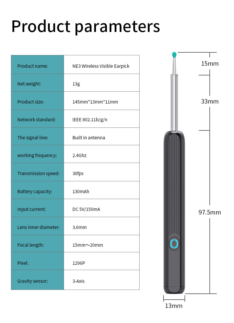 Ear cleaner otoscope wax removal tool with camera led light wireless endoscope cleaning kit