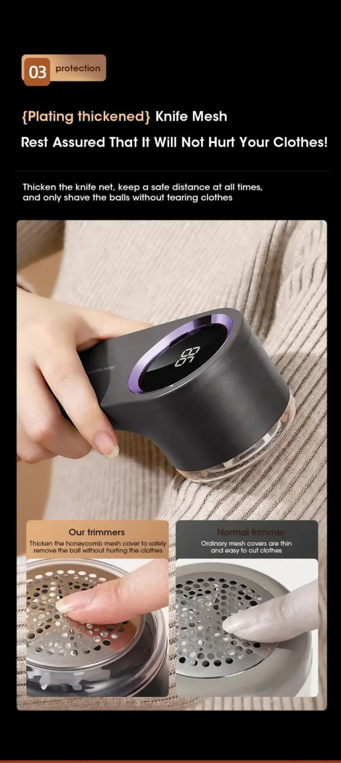 Lint-free luxe: led fabric shaver with adjustable intensity & portable design