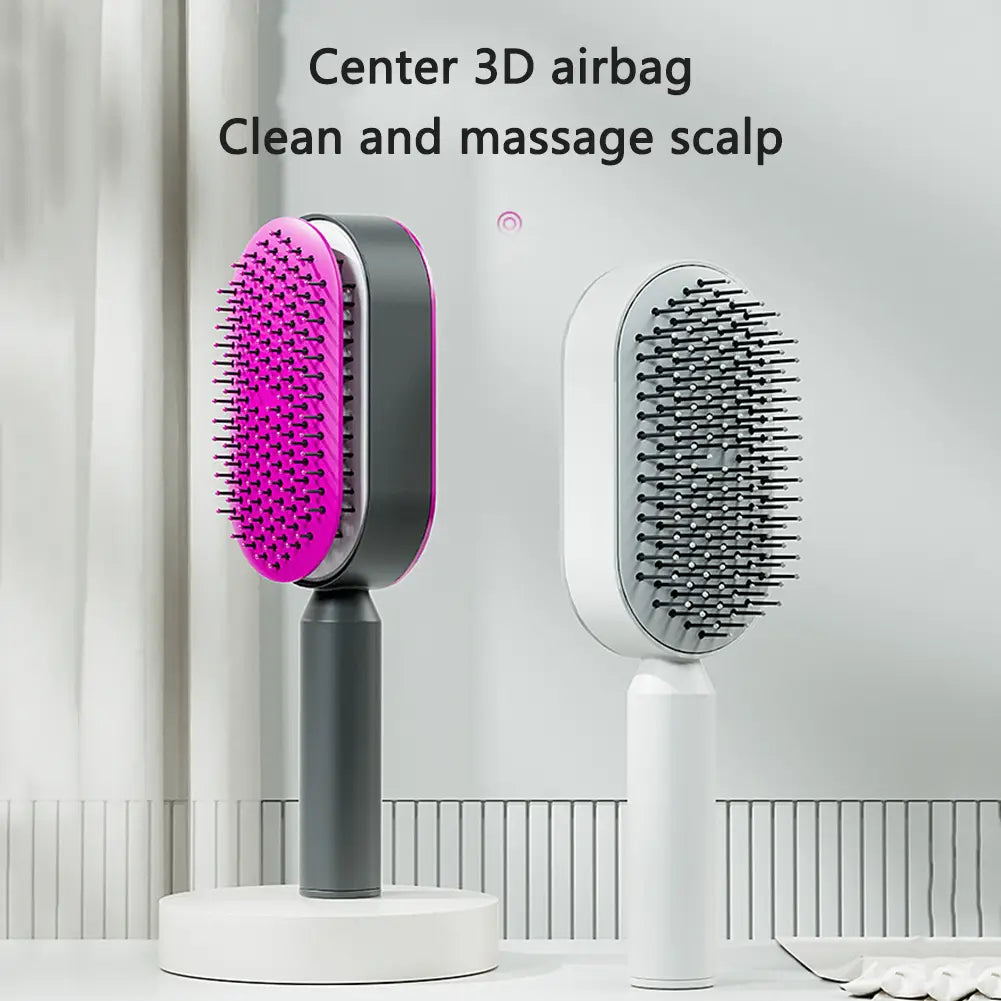 Self cleaning hair brush for women one-key loss airbag massage scalp comb anti-static hairbrush