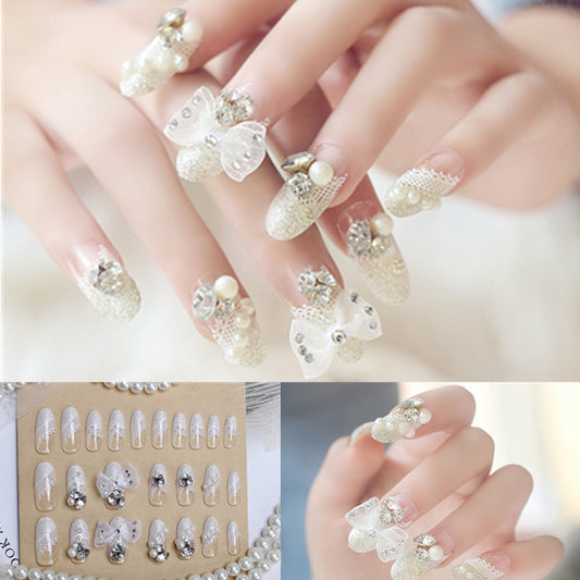 Nail Art Finished Crown Bow Knot Drill Fake Nail Patch