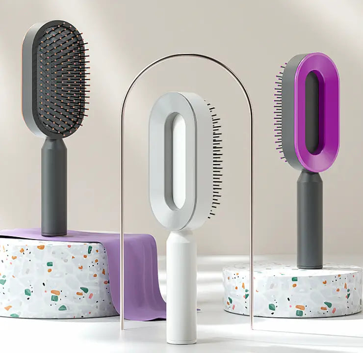 Self cleaning hair brush for women one-key loss airbag massage scalp comb anti-static hairbrush