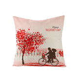 Valentine's Day Red Heart Linen Pillowcase