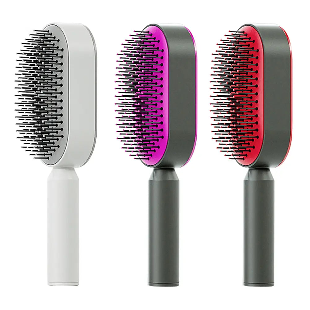 Self cleaning hair brush for women one-key loss airbag massage scalp comb anti-static hairbrush