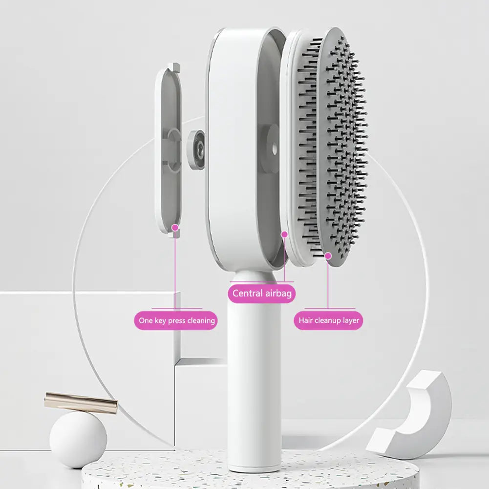 Self cleaning hair brush for women one-key loss airbag massage scalp comb anti-static hairbrush