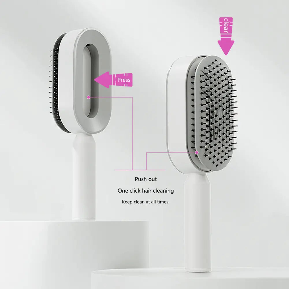 Self cleaning hair brush for women one-key loss airbag massage scalp comb anti-static hairbrush