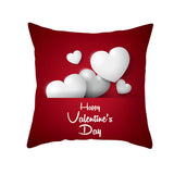 Valentine's Day Red Heart Linen Pillowcase