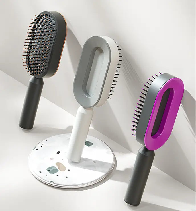 Self cleaning hair brush for women one-key loss airbag massage scalp comb anti-static hairbrush