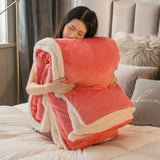 Winter Double Thick Lamb Wool Coral Fleece Blanket