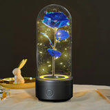 Creative 2-in-1 rose led night light & bluetooth speaker – valentine’s day gift in glass cover - 3d vortex hole