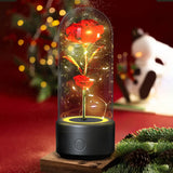 Creative 2-in-1 rose led night light & bluetooth speaker – valentine’s day gift in glass cover - 3d vortex hole