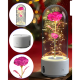 Creative 2-in-1 rose led night light & bluetooth speaker – valentine’s day gift in glass cover - white base color