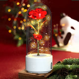 Creative 2-in-1 rose led night light & bluetooth speaker – valentine’s day gift in glass cover - white base red flower