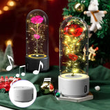 Creative 2-in-1 rose led night light & bluetooth speaker – valentine’s day gift in glass cover - 3d vortex hole