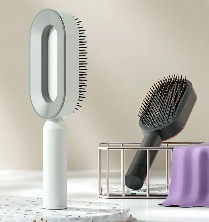 Self cleaning hair brush for women one-key loss airbag massage scalp comb anti-static hairbrush