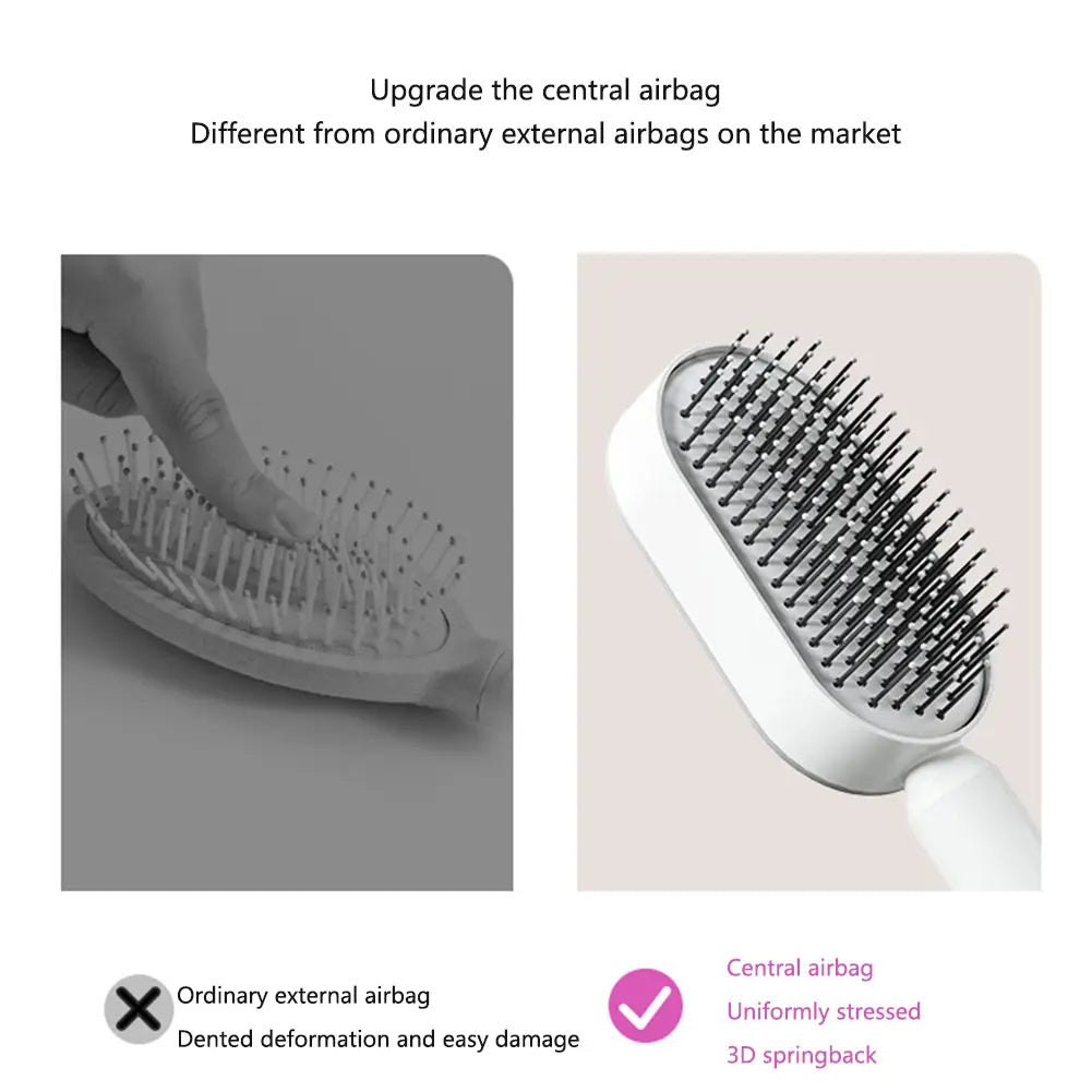 Self cleaning hair brush for women one-key loss airbag massage scalp comb anti-static hairbrush