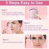 Eyelash curler portable electric heated comb eye lash long lasting eyelashes curls thermal makeup tools