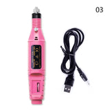 Nail filer pedicure tool drill set electric machine manicure usb charging mill cutter for - pink 1 - personal care