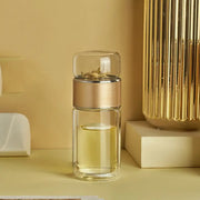 Portable tea and water separation double-layer glass - champagne gold / 280ml - kitchen