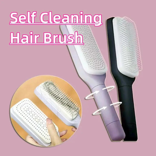 4 in 1 self cleaning hair brush new self-cleaning anti-static massage comb scalable rotate lifting hairbrush