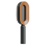 Self cleaning hair brush for women one-key loss airbag massage scalp comb anti-static hairbrush - black gold - made