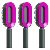 Self cleaning hair brush for women one-key loss airbag massage scalp comb anti-static hairbrush - set s - made easy