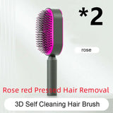 Self cleaning hair brush for women one-key loss airbag massage scalp comb anti-static hairbrush - set e - made easy