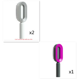 Self cleaning hair brush for women one-key loss airbag massage scalp comb anti-static hairbrush - set3 - made easy