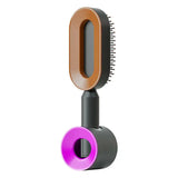 Self cleaning hair brush for women one-key loss airbag massage scalp comb anti-static hairbrush - black gold set - made