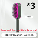 Self cleaning hair brush for women one-key loss airbag massage scalp comb anti-static hairbrush - set h - made easy