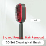 Self cleaning hair brush for women one-key loss airbag massage scalp comb anti-static hairbrush - big red pressed