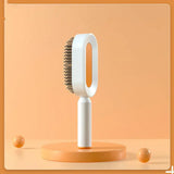 Self cleaning hair brush for women one-key loss airbag massage scalp comb anti-static hairbrush - orange - made easy