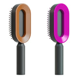 Self cleaning hair brush for women one-key loss airbag massage scalp comb anti-static hairbrush - set o - made easy