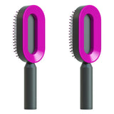 Self cleaning hair brush for women one-key loss airbag massage scalp comb anti-static hairbrush - set m - made easy