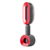 Self cleaning hair brush for women one-key loss airbag massage scalp comb anti-static hairbrush - hollowed out red suit