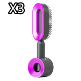 Self cleaning hair brush for women one-key loss airbag massage scalp comb anti-static hairbrush - set8 - made easy