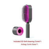 Self cleaning hair brush for women one-key loss airbag massage scalp comb anti-static hairbrush - set c - made easy