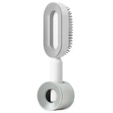 Self cleaning hair brush for women one-key loss airbag massage scalp comb anti-static hairbrush - elegant white set