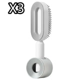 Self cleaning hair brush for women one-key loss airbag massage scalp comb anti-static hairbrush - set7 - made easy