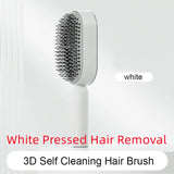 Self cleaning hair brush for women one-key loss airbag massage scalp comb anti-static hairbrush - white pressed removal