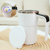 Usb rechargeable self-stirring coffee mug – automatic magnetic mixer ip67 waterproof stainless steel travel cup